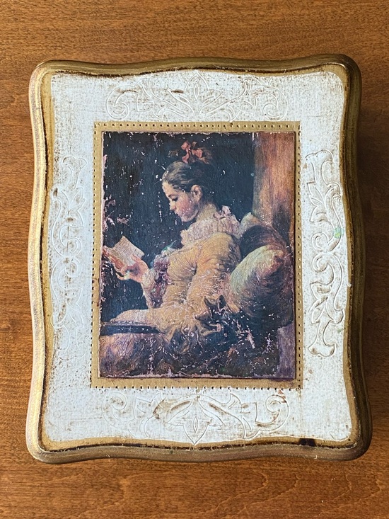 Mele Other - Vintage Mele Masterwork Fragonard Young Girl Reading Jewelry Box Japan